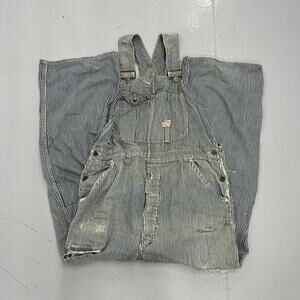 Vintage 40s Strong Reliable Hickory Striped Overalls 38x28